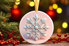 Snow Flake Christmas Round Cute Ornament Sublimation Product Image 2