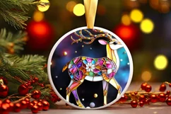 Christmas Round Cute Reindeer Ornament Sublimation Product Image 2
