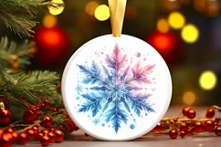 Snow Flake Christmas Round Cute Ornament Sublimation Product Image 1