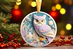 Christmas Round Cute Owl Ornament Sublimation Product Image 2