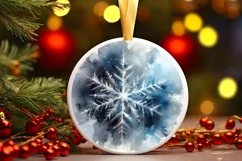 Snow Flake Christmas Round Cute Ornament Sublimation Product Image 1