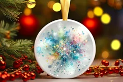 Snow Flake Christmas Round Cute Ornament Sublimation Product Image 1