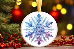 Snow Flake Christmas Round Cute Ornament Sublimation Product Image 2