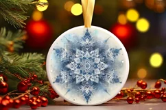 Snow Flake Christmas Round Cute Ornament Sublimation Product Image 1