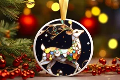 Christmas Round Reindeer Ornament Sublimation Product Image 2