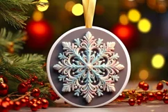 Snow Flake Christmas Round Cute Ornament Sublimation Product Image 2