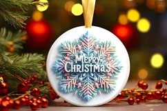 Snow Flake Christmas Round Cute Ornament Sublimation Product Image 2
