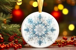 Snow Flake Christmas Round Cute Ornament Sublimation Product Image 2