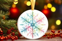 Snow Flake Christmas Round Cute Ornament Sublimation Product Image 2