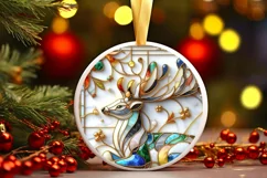 Christmas Round Reindeer Ornament Sublimation Product Image 2