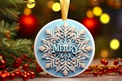 Snow Flake Christmas Round Cute Ornament Sublimation Product Image 2