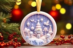 3D Angel Pastel Christmas Round Ornament Sublimation Product Image 2