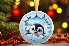 Christmas Round Cute Animal Ornament Sublimation Product Image 2