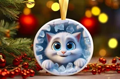 Christmas Round Cute Animal Ornament Sublimation Product Image 2