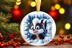Christmas Round Cute Animal Ornament Sublimation Product Image 2