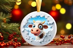 Christmas Round Cute Animal Ornament Sublimation Product Image 2