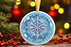 Penguin Christmas Round Cute Ornament Sublimation Product Image 2