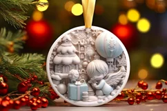 3D Angel Pastel Christmas Round Ornament Sublimation Product Image 2