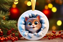 Christmas Round Cute Animal Ornament Sublimation Product Image 2