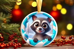 Christmas Round Cute Animal Ornament Sublimation Product Image 2
