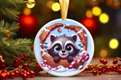 Christmas Round Cute Animal Ornament Sublimation Product Image 2