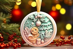 Cookies Christmas Round Ornament Sublimation Product Image 2