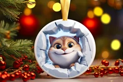Christmas Round Cute Animal Ornament Sublimation Product Image 2