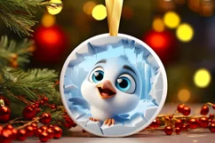 Christmas Round Cute Animal Ornament Sublimation Product Image 2