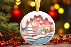 Cats under The Night Sky with Trees Christmas Ornament Product Image 2