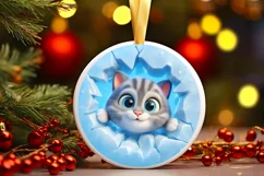 Christmas Round Cute Animal Ornament Sublimation Product Image 2