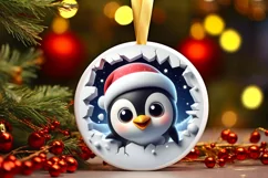 Christmas Round Cute Animal Ornament Sublimation Product Image 2