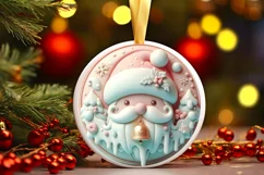 Santa with Bell Round Ornament Sublimation Product Image 2