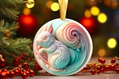 Squirrel Christmas Round Ornament Sublimation Product Image 2