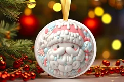 Santa Christmas Round Ornament Sublimation Product Image 2