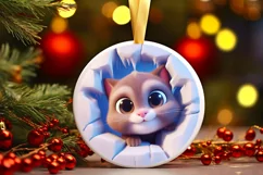 Christmas Round Cute Animal Ornament Sublimation Product Image 2