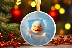 Christmas Round Cute Animal Ornament Sublimation Product Image 2