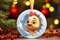 Christmas Round Cute Animal Ornament Sublimation Product Image 2