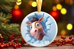 Christmas Round Cute Animal Ornament Sublimation Product Image 2