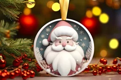 Santa 3D Pastel Christmas Round Ornament Sublimation Product Image 4
