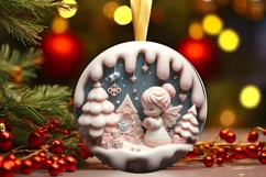 3D Angel Pastel Christmas Round Ornament Sublimation Product Image 1