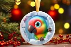 Christmas Round Cute Animal Ornament Sublimation Product Image 2