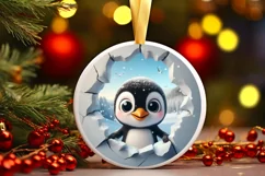 Christmas Round Cute Animal Ornament Sublimation Product Image 2