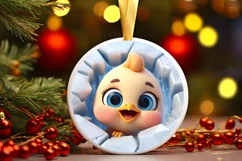 Christmas Round Cute Animal Ornament Sublimation Product Image 2