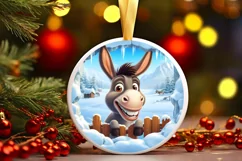 Christmas Round Cute Animal Ornament Sublimation Product Image 1