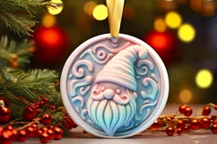 3D Pastel Santa Christmas Round Ornament Sublimation Product Image 2
