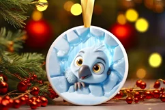 Christmas Round Cute Animal Ornament Sublimation Product Image 2