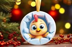 Christmas Round Cute Animal Ornament Sublimation Product Image 2