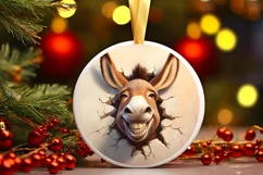Christmas Round Cute Animal Ornament Sublimation Product Image 2