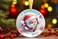 Christmas Round Cute Animal Ornament Sublimation Santa Product Image 2