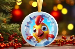 Christmas Round Cute Animal Ornament Sublimation Product Image 2